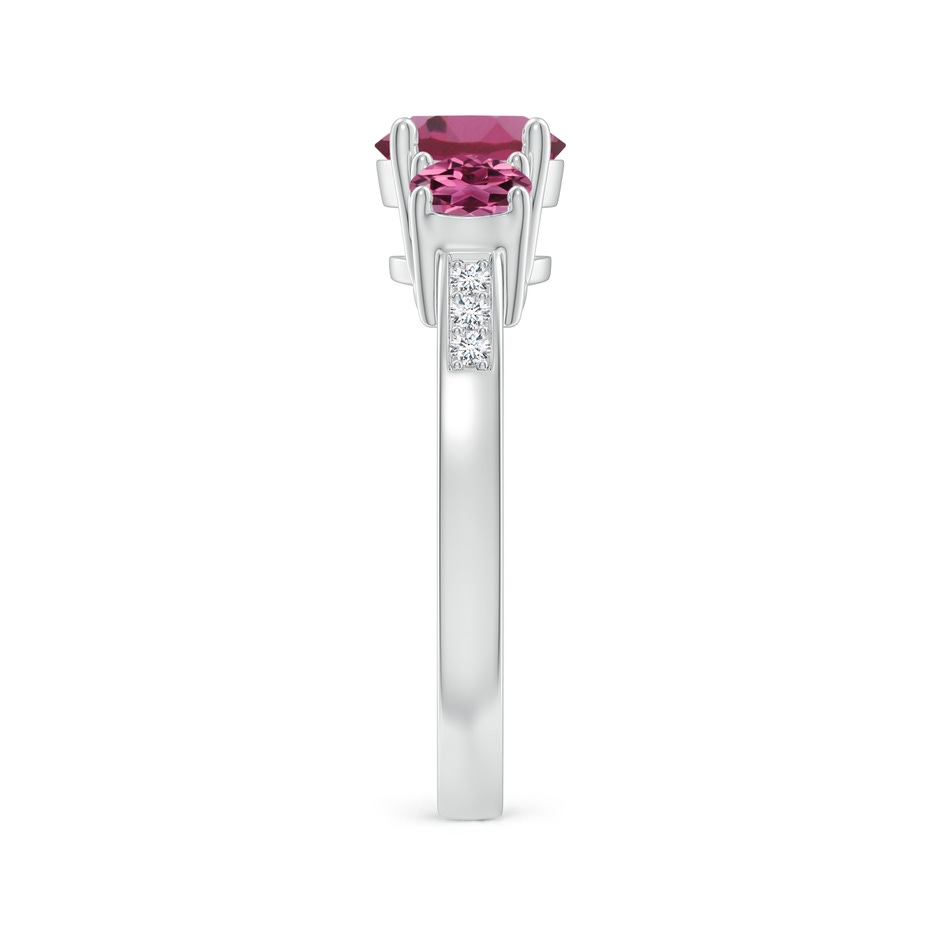 7mm AAAA Three Stone Round Pink Tourmaline Ring with Diamond Accents in White Gold side 299