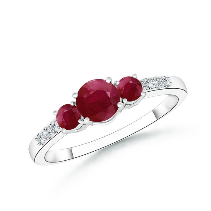 A - Ruby / 0.95 CT / 14 KT White Gold