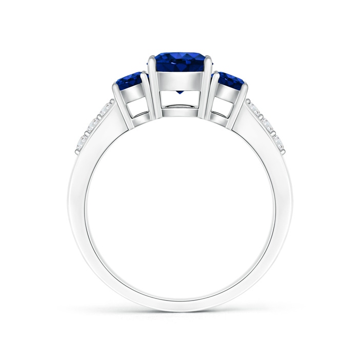 6mm AAAA Three Stone Round Sapphire Ring with Diamond Accents in P950 Platinum product image