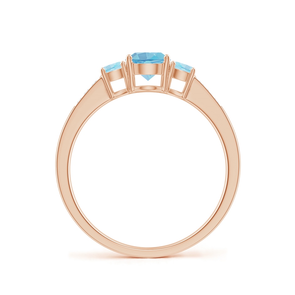 5mm A Three Stone Round Swiss Blue Topaz Ring with Diamond Accents in Rose Gold side-1