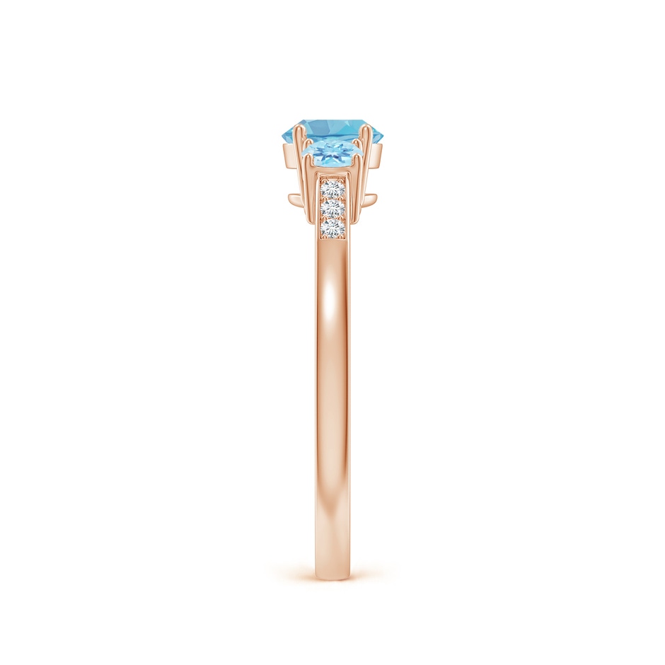 5mm A Three Stone Round Swiss Blue Topaz Ring with Diamond Accents in Rose Gold side-2