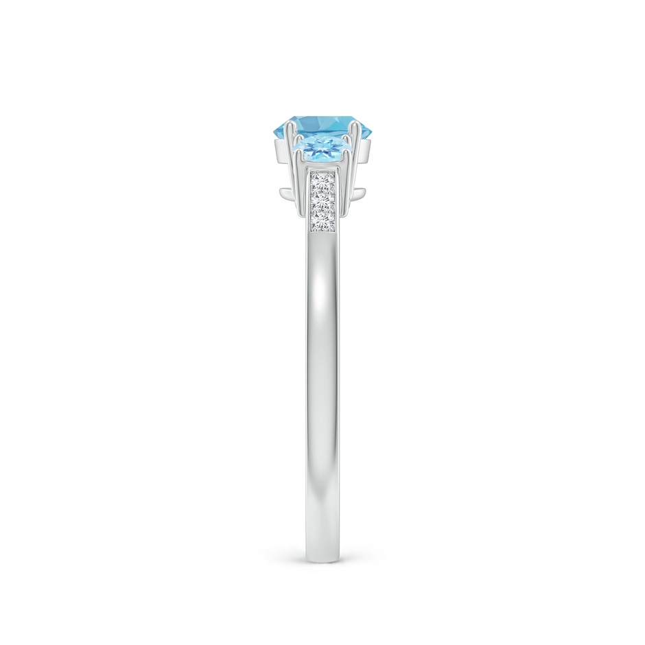 5mm A Three Stone Round Swiss Blue Topaz Ring with Diamond Accents in White Gold side-2