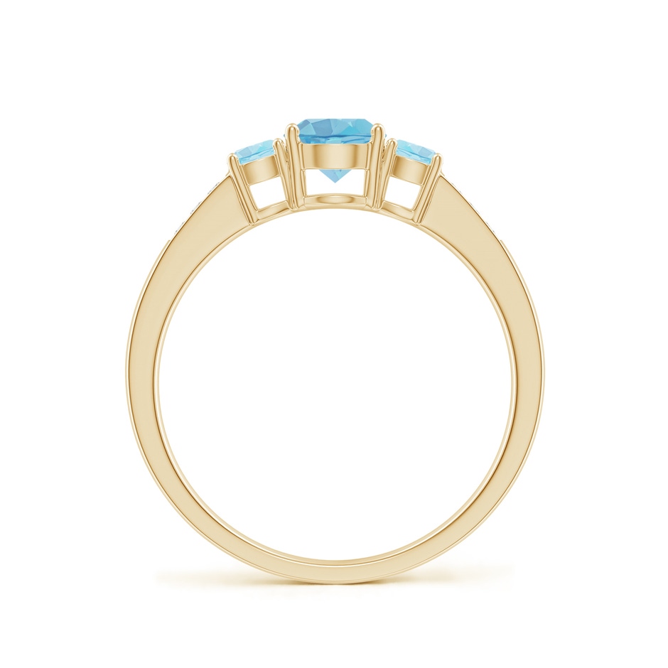5mm A Three Stone Round Swiss Blue Topaz Ring with Diamond Accents in Yellow Gold side-1