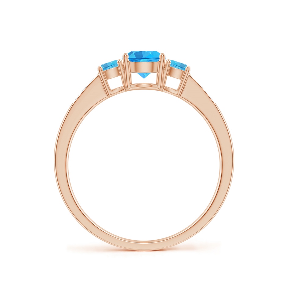 5mm AAA Three Stone Round Swiss Blue Topaz Ring with Diamond Accents in Rose Gold side-1