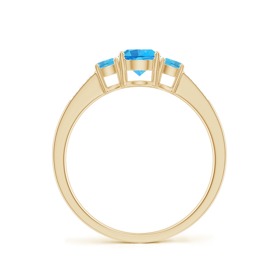 5mm AAA Three Stone Round Swiss Blue Topaz Ring with Diamond Accents in Yellow Gold side-1