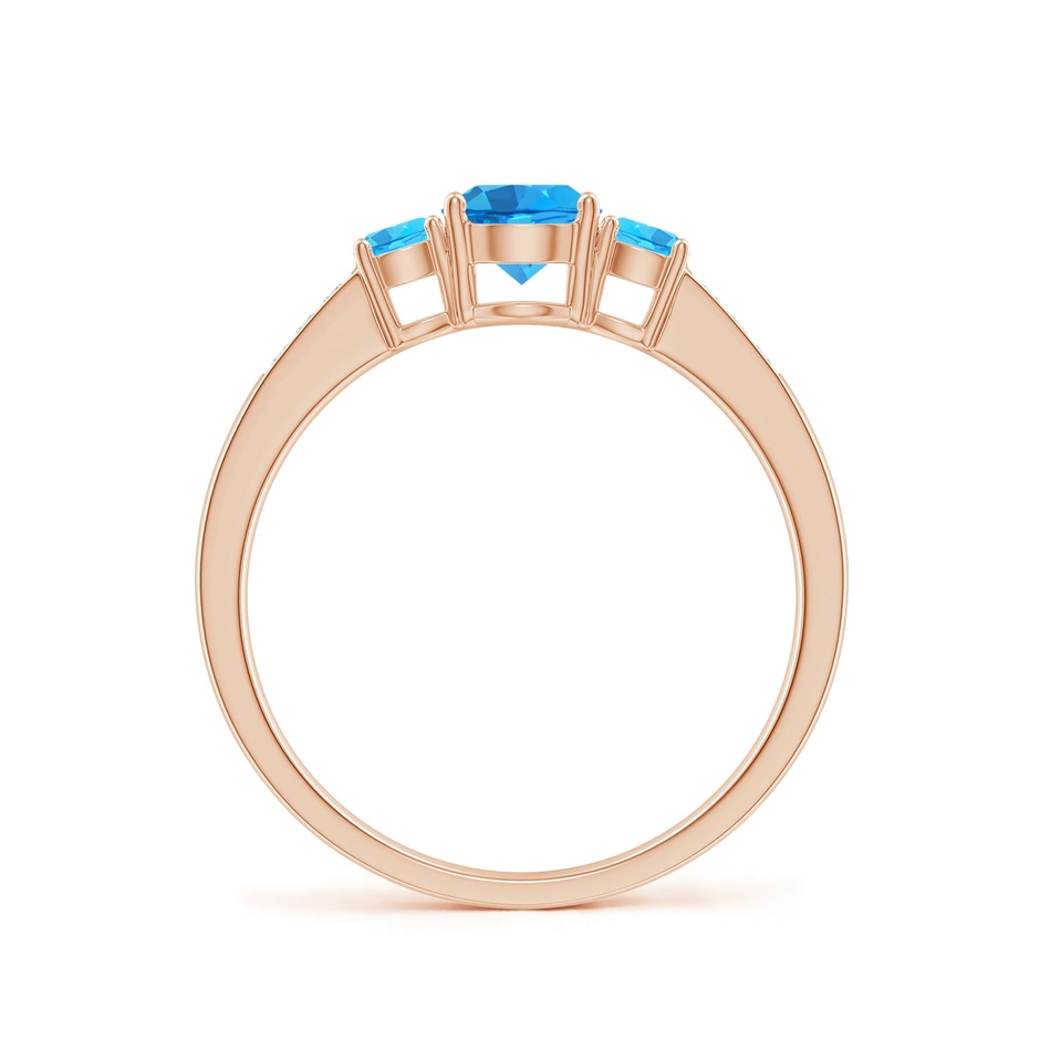 5mm AAAA Three Stone Round Swiss Blue Topaz Ring with Diamond Accents in Rose Gold side-1