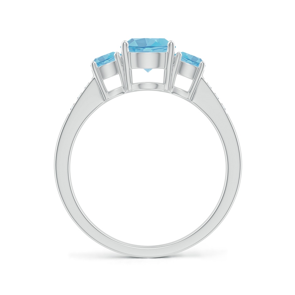 6mm A Three Stone Round Swiss Blue Topaz Ring with Diamond Accents in P950 Platinum side-1