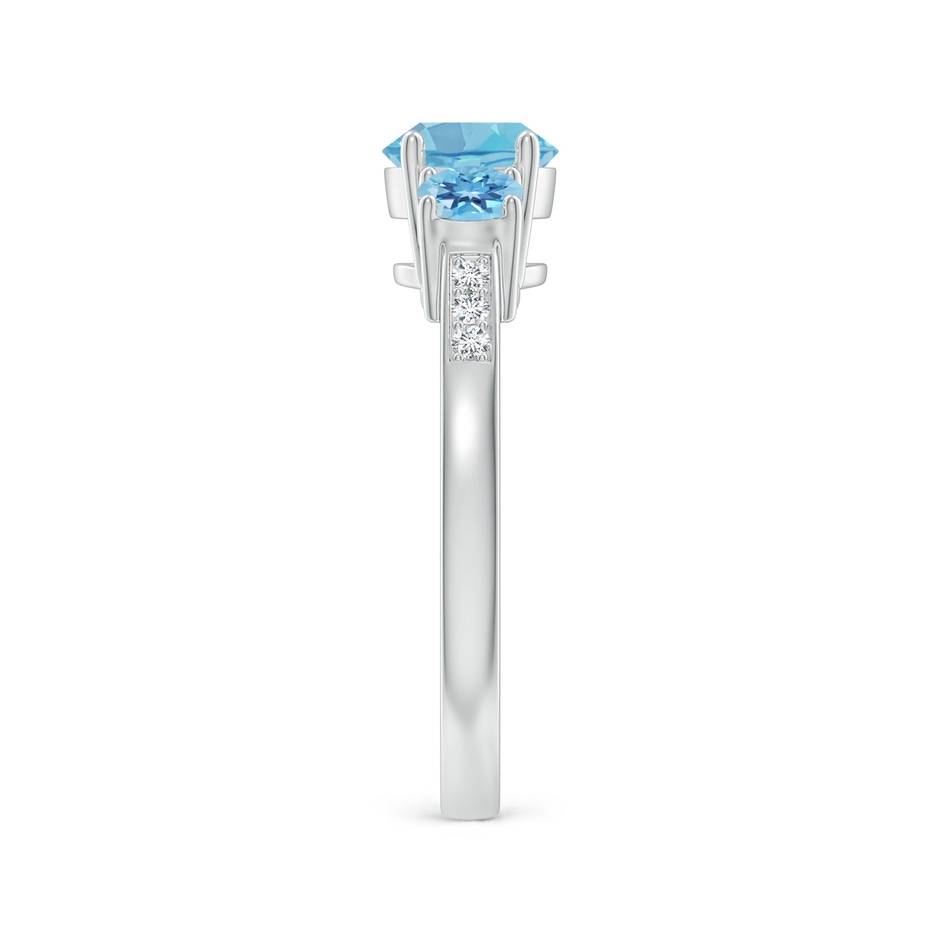 6mm A Three Stone Round Swiss Blue Topaz Ring with Diamond Accents in P950 Platinum side-2