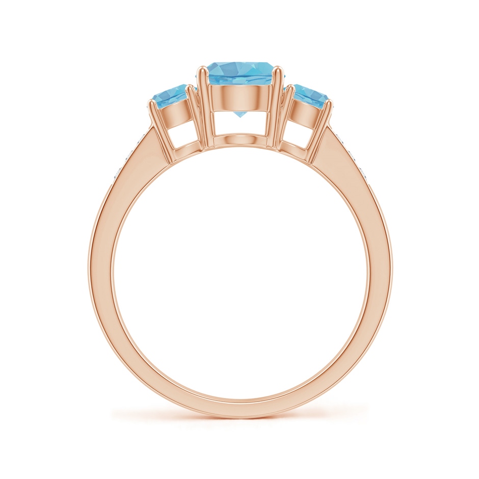 6mm A Three Stone Round Swiss Blue Topaz Ring with Diamond Accents in Rose Gold side-1