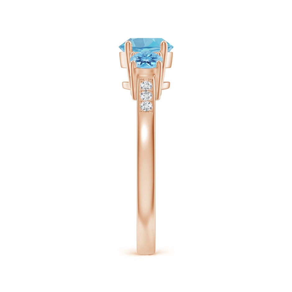 6mm A Three Stone Round Swiss Blue Topaz Ring with Diamond Accents in Rose Gold side-2