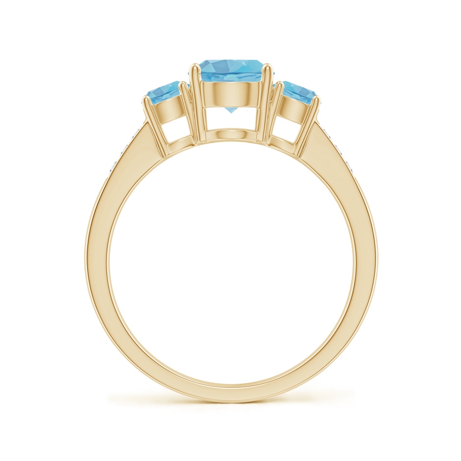 6mm A Three Stone Round Swiss Blue Topaz Ring with Diamond Accents in Yellow Gold side-1