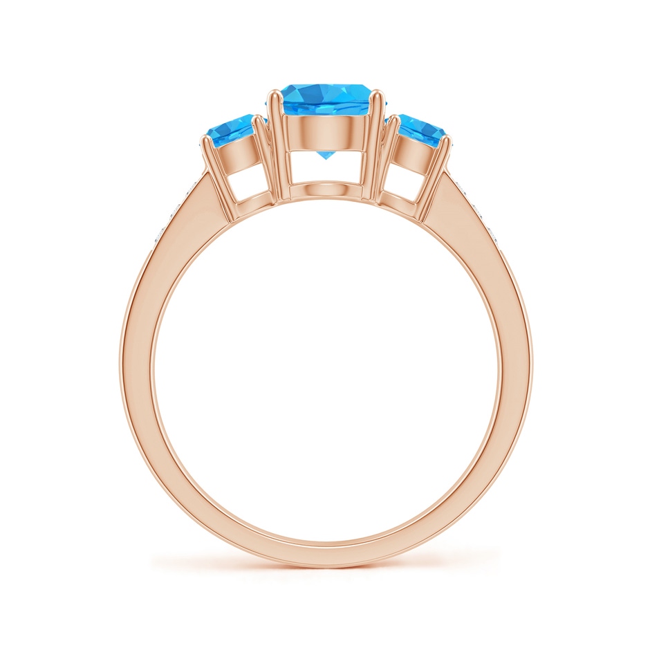 6mm AAA Three Stone Round Swiss Blue Topaz Ring with Diamond Accents in Rose Gold side-1