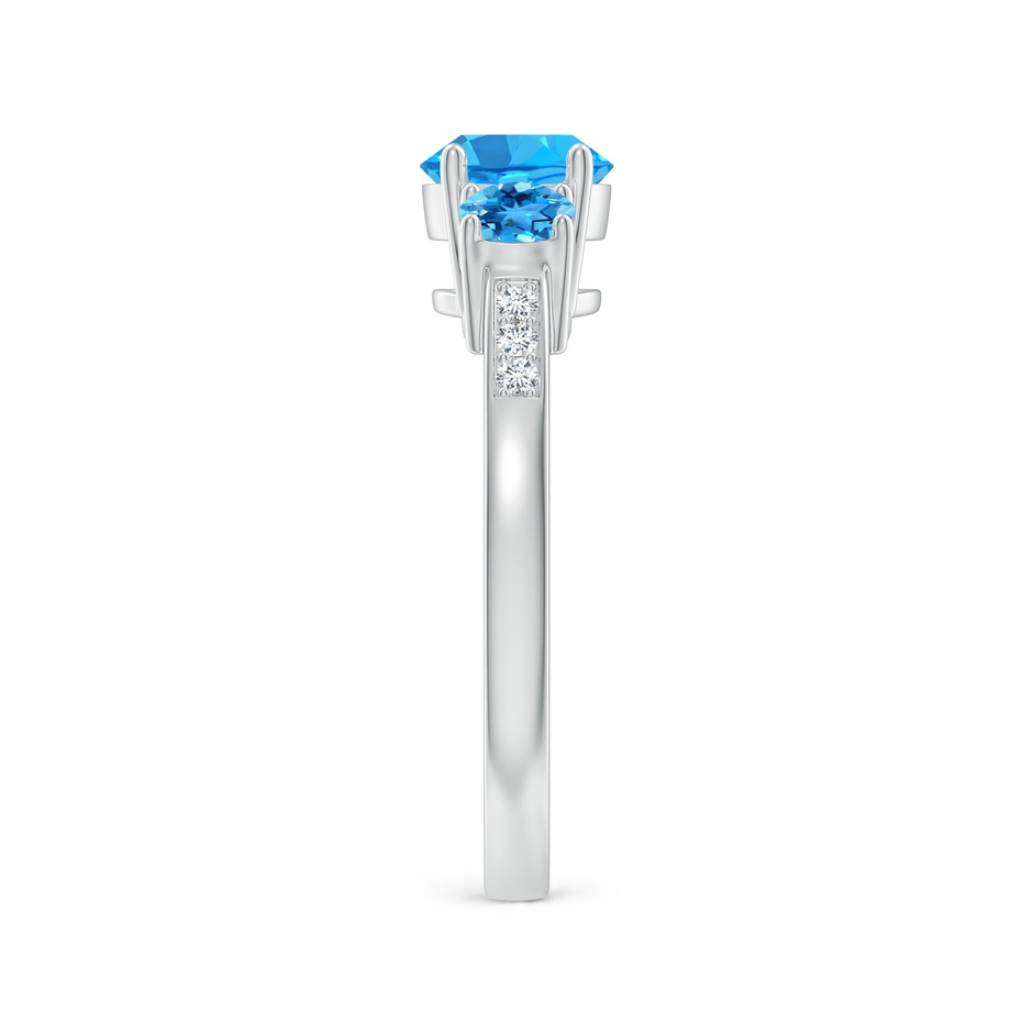 6mm AAA Three Stone Round Swiss Blue Topaz Ring with Diamond Accents in White Gold side-2