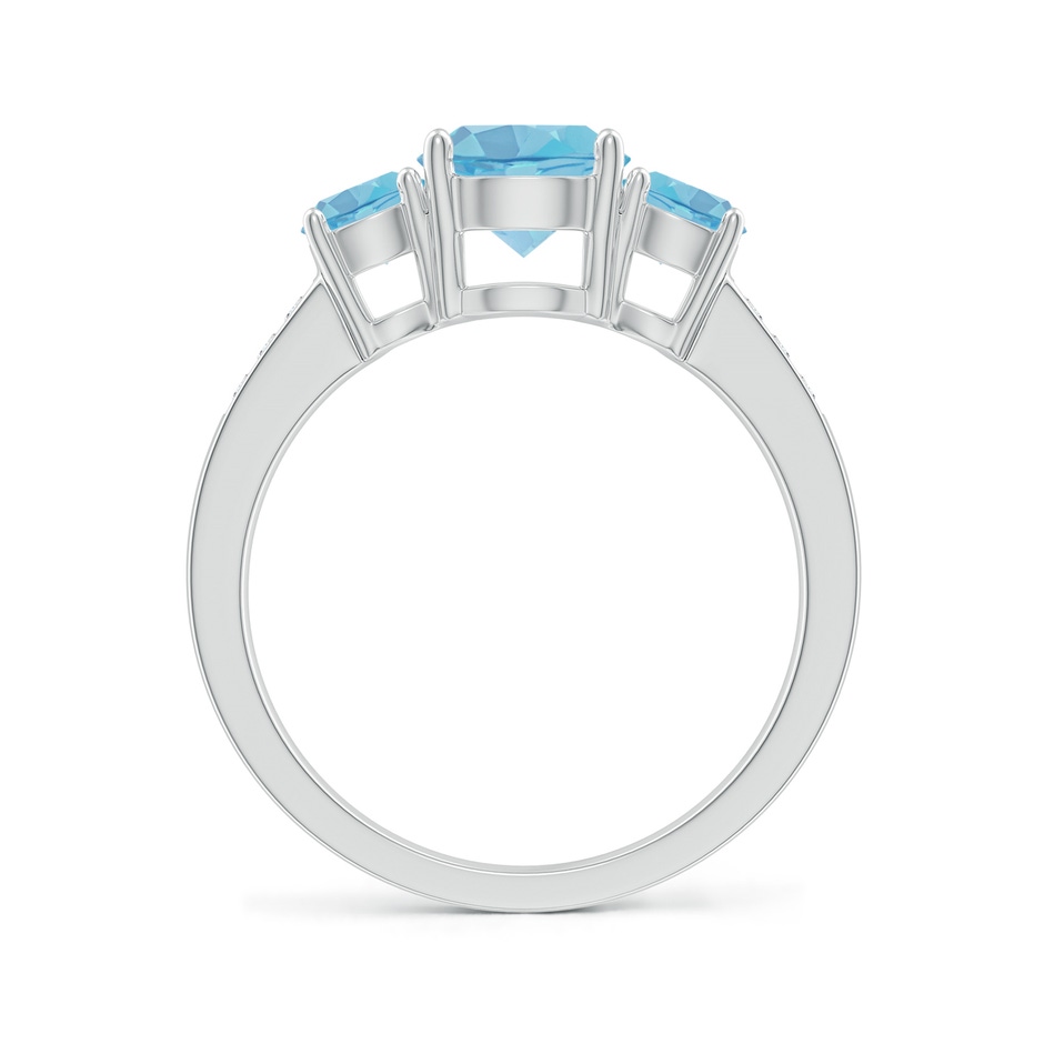 7mm A Three Stone Round Swiss Blue Topaz Ring with Diamond Accents in P950 Platinum side-1