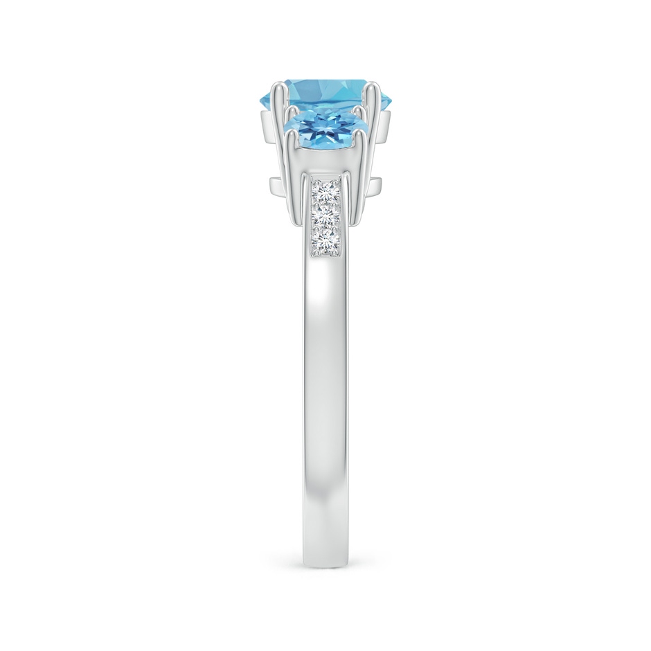 7mm A Three Stone Round Swiss Blue Topaz Ring with Diamond Accents in P950 Platinum side-2