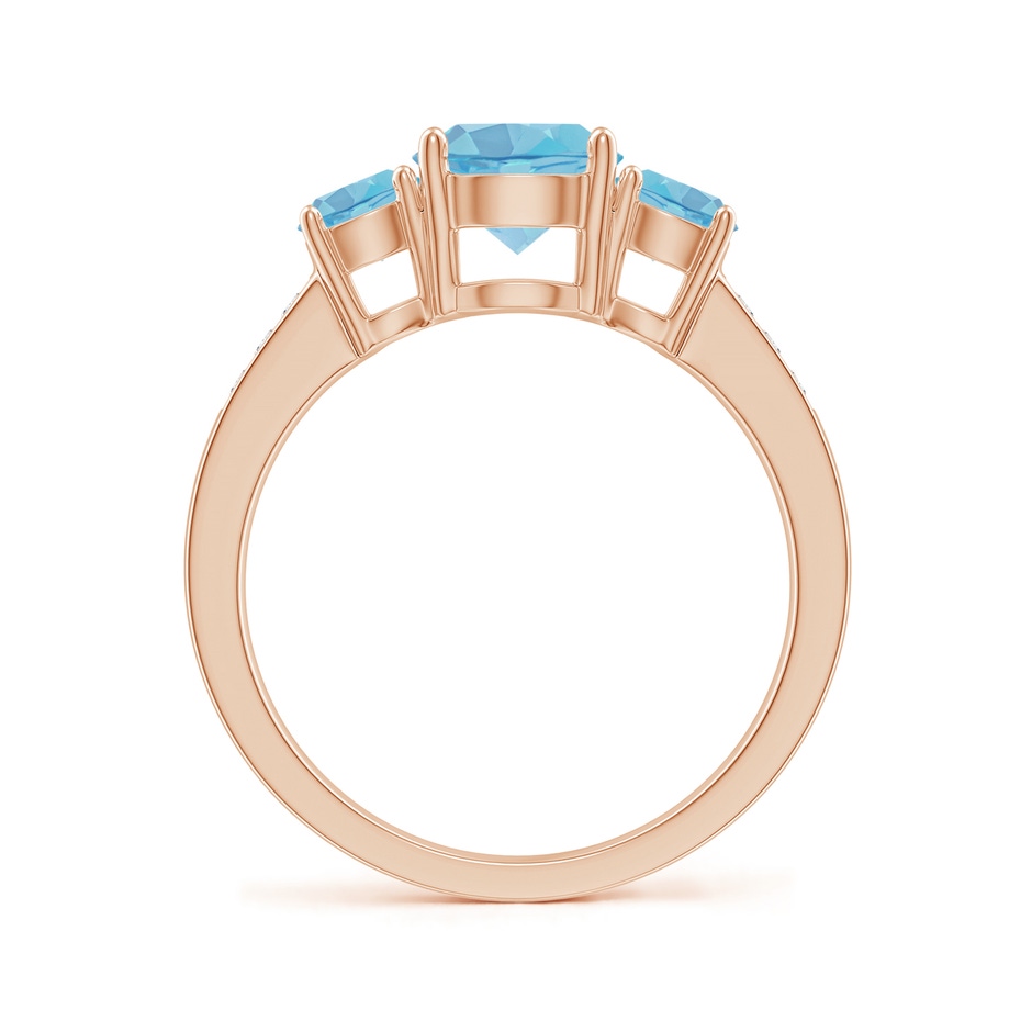 7mm A Three Stone Round Swiss Blue Topaz Ring with Diamond Accents in Rose Gold side-1