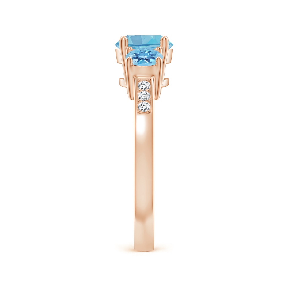 7mm A Three Stone Round Swiss Blue Topaz Ring with Diamond Accents in Rose Gold side-2