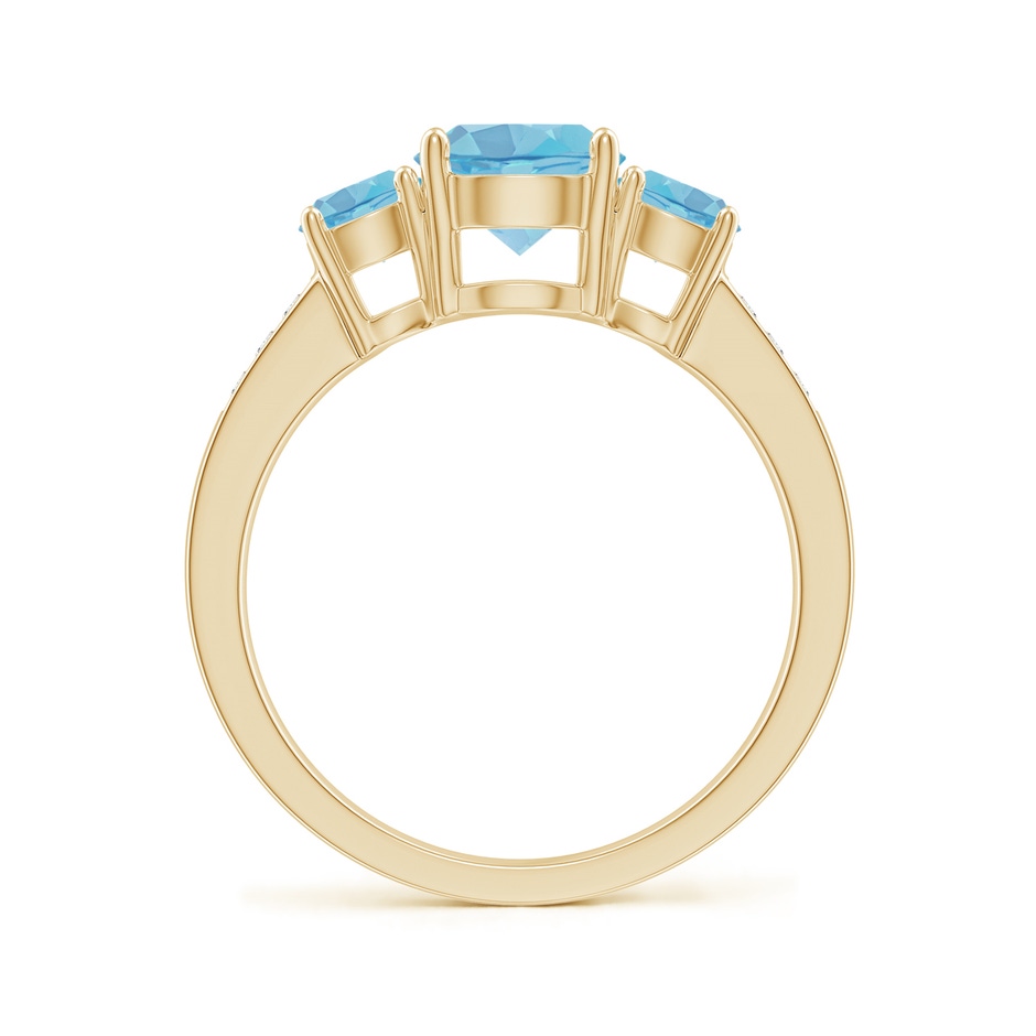 7mm A Three Stone Round Swiss Blue Topaz Ring with Diamond Accents in Yellow Gold side-1