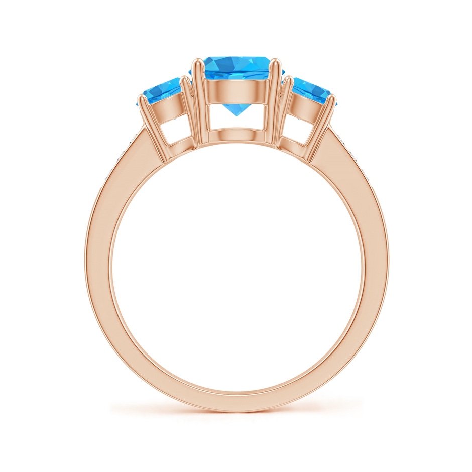 7mm AAA Three Stone Round Swiss Blue Topaz Ring with Diamond Accents in Rose Gold side-1