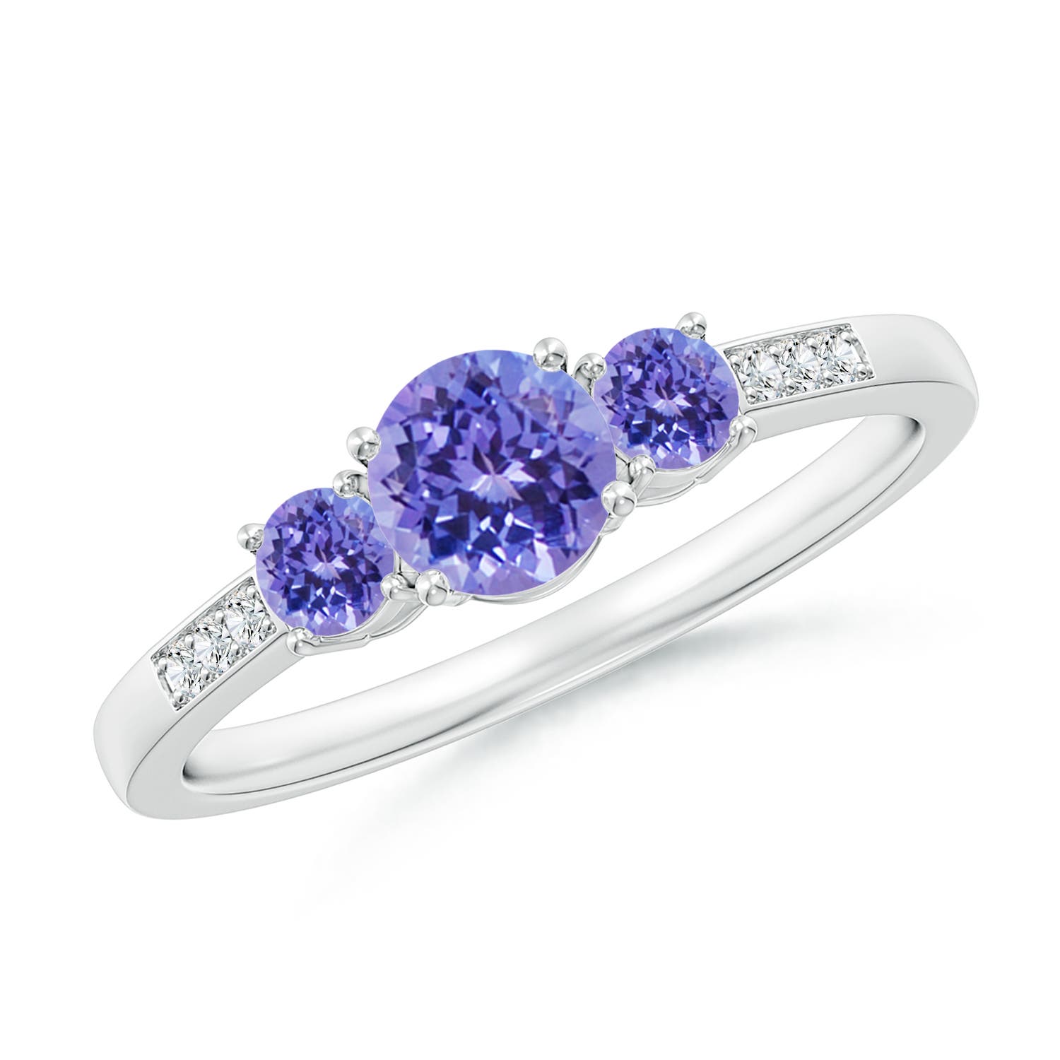 AAA - Tanzanite / 0.75 CT / 14 KT White Gold