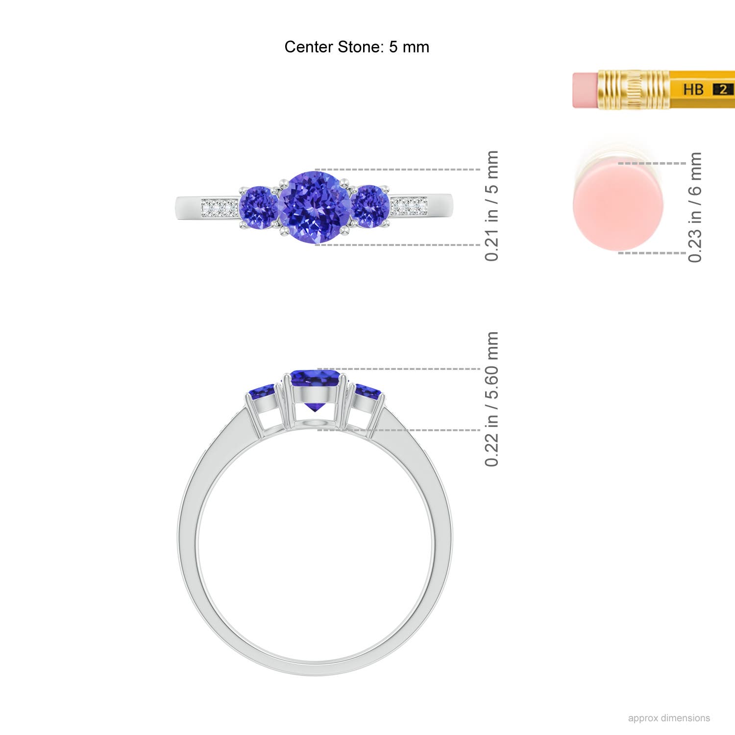 AAAA - Tanzanite / 0.75 CT / 14 KT White Gold