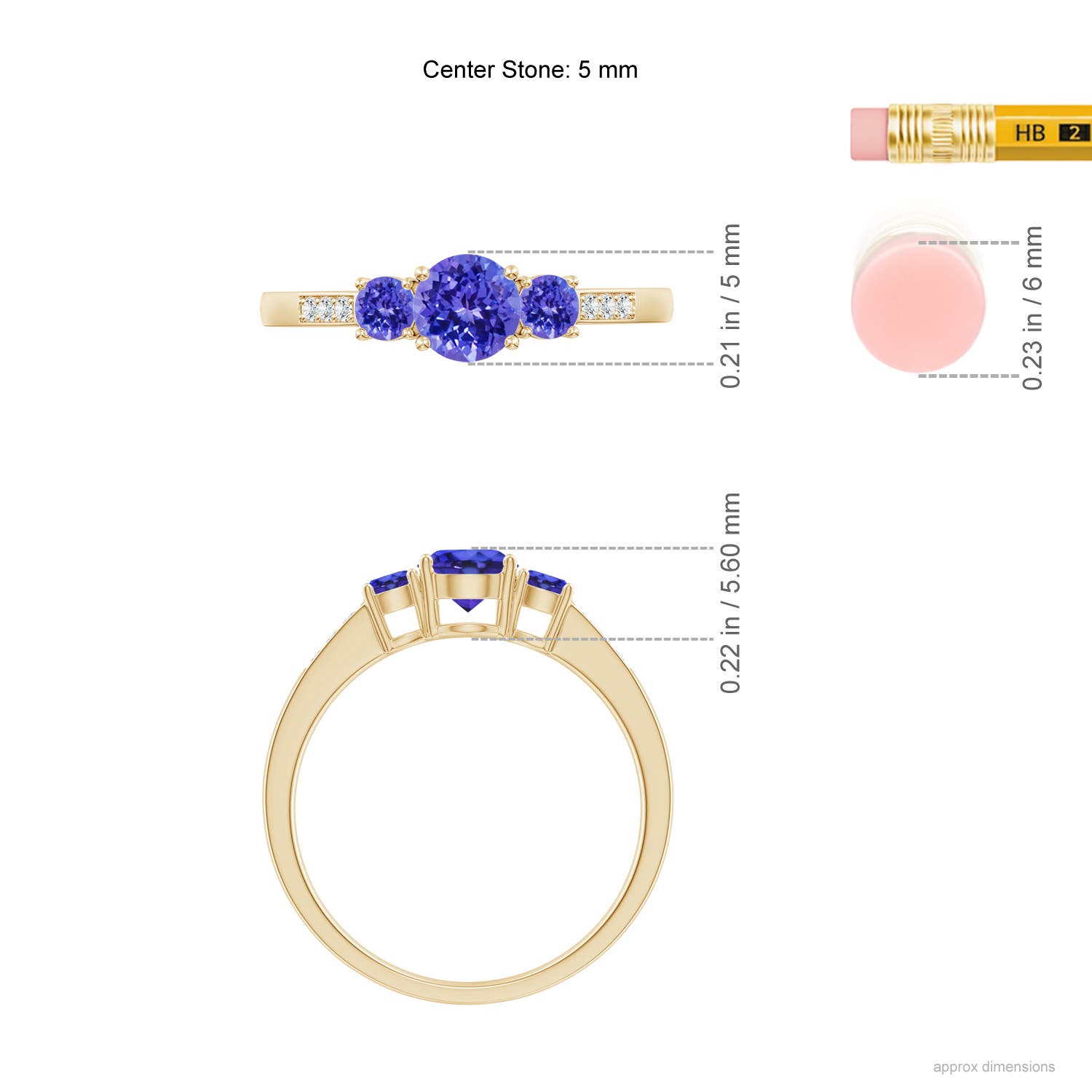 AAAA - Tanzanite / 0.75 CT / 14 KT Yellow Gold