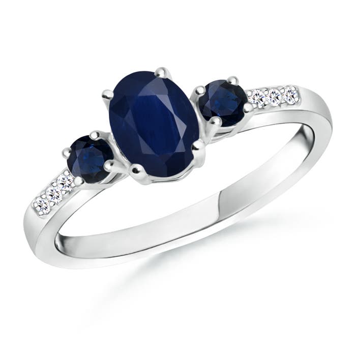 A - Blue Sapphire / 1.18 CT / 14 KT White Gold