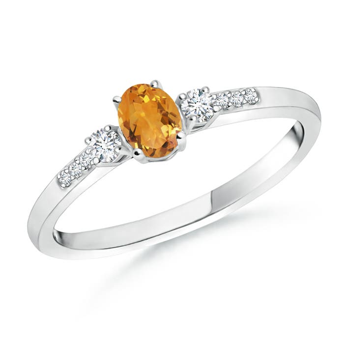 AA - Citrine / 0.31 CT / 14 KT White Gold