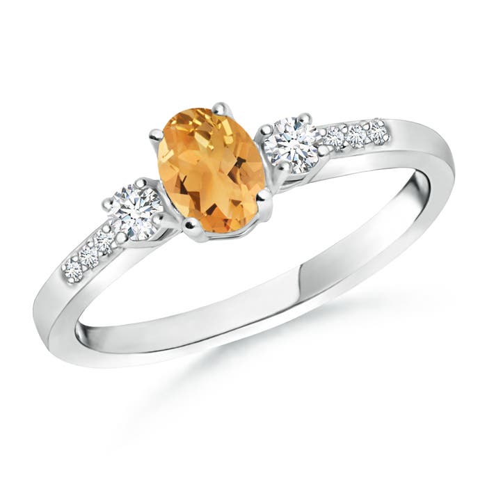 A - Citrine / 0.57 CT / 14 KT White Gold