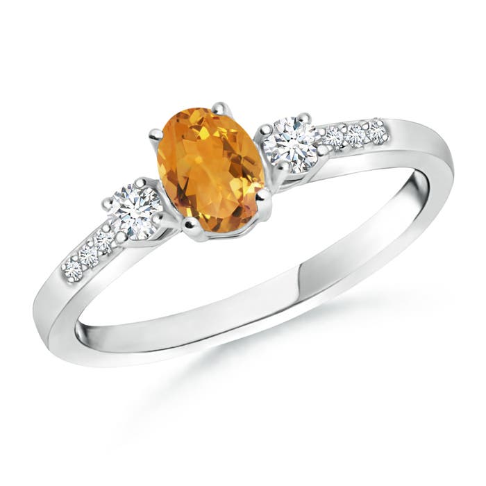 AA - Citrine / 0.57 CT / 14 KT White Gold