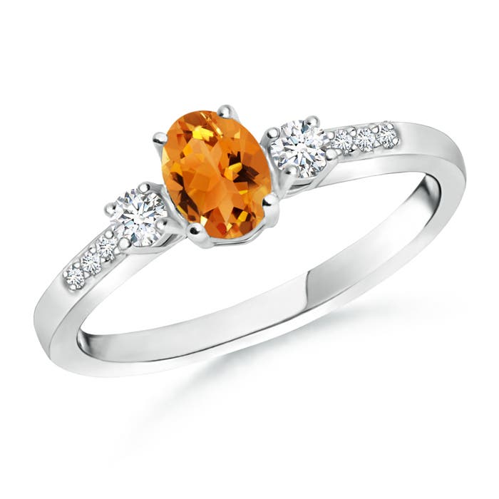 AAA - Citrine / 0.57 CT / 14 KT White Gold