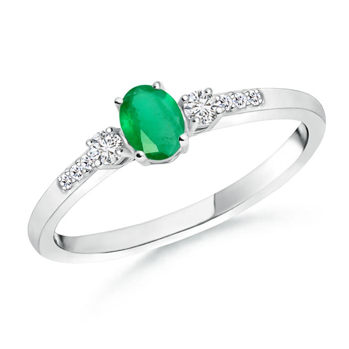 A - Emerald / 0.3 CT / 14 KT White Gold