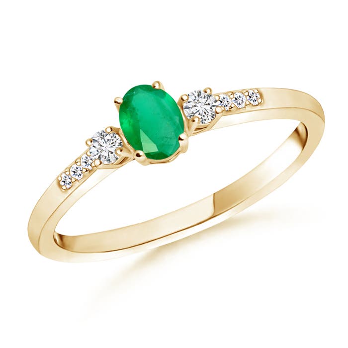 A - Emerald / 0.3 CT / 14 KT Yellow Gold