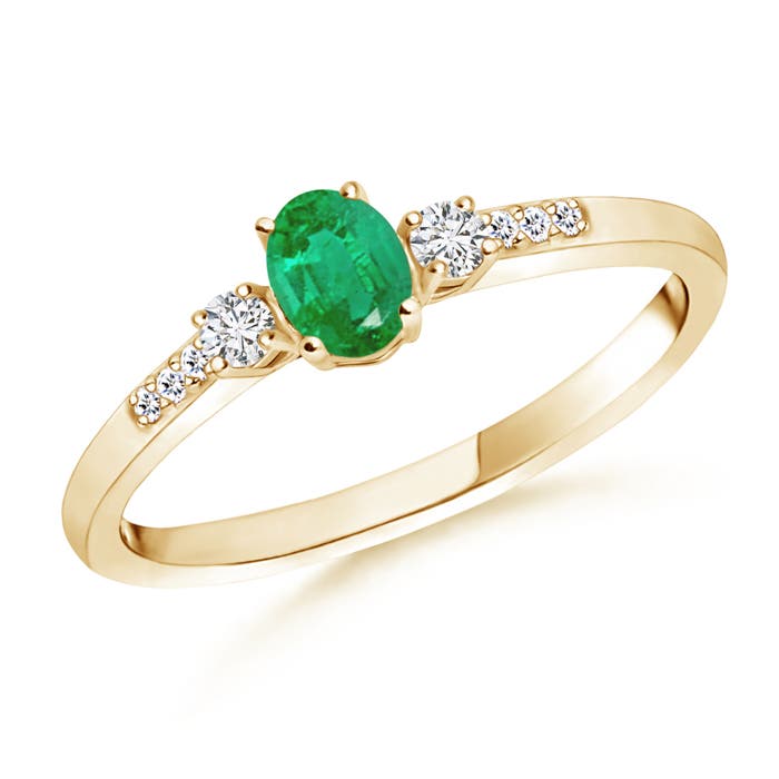 AA - Emerald / 0.3 CT / 14 KT Yellow Gold