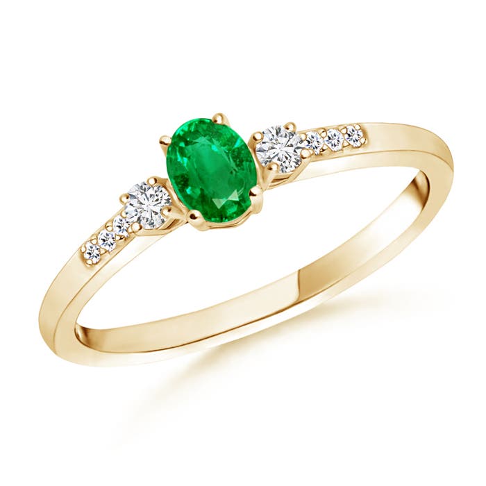 AAA - Emerald / 0.3 CT / 14 KT Yellow Gold