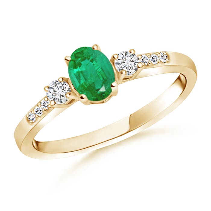 AA - Emerald / 0.57 CT / 14 KT Yellow Gold