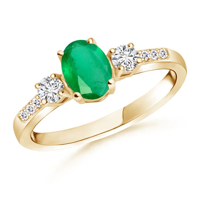 A - Emerald / 0.92 CT / 14 KT Yellow Gold