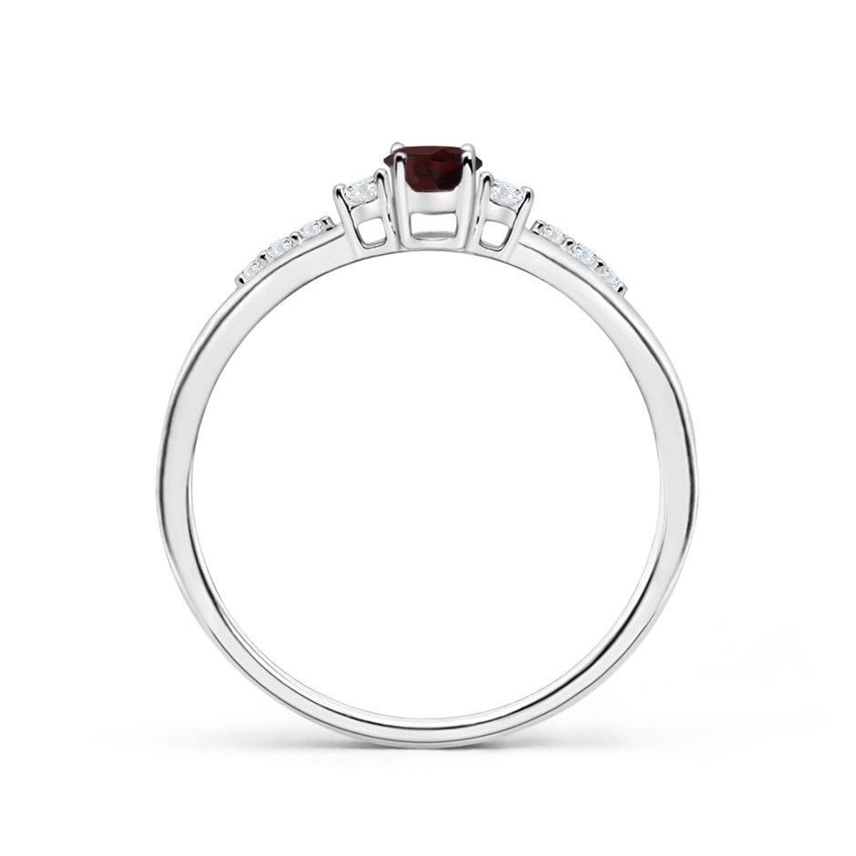 5x3mm A Classic Oval Garnet and Round Diamond Three Stone Ring in P950 Platinum side 199