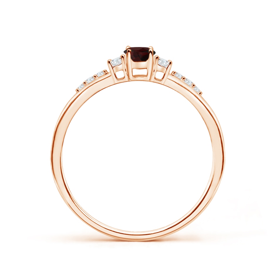 5x3mm A Classic Oval Garnet and Round Diamond Three Stone Ring in Rose Gold side 199