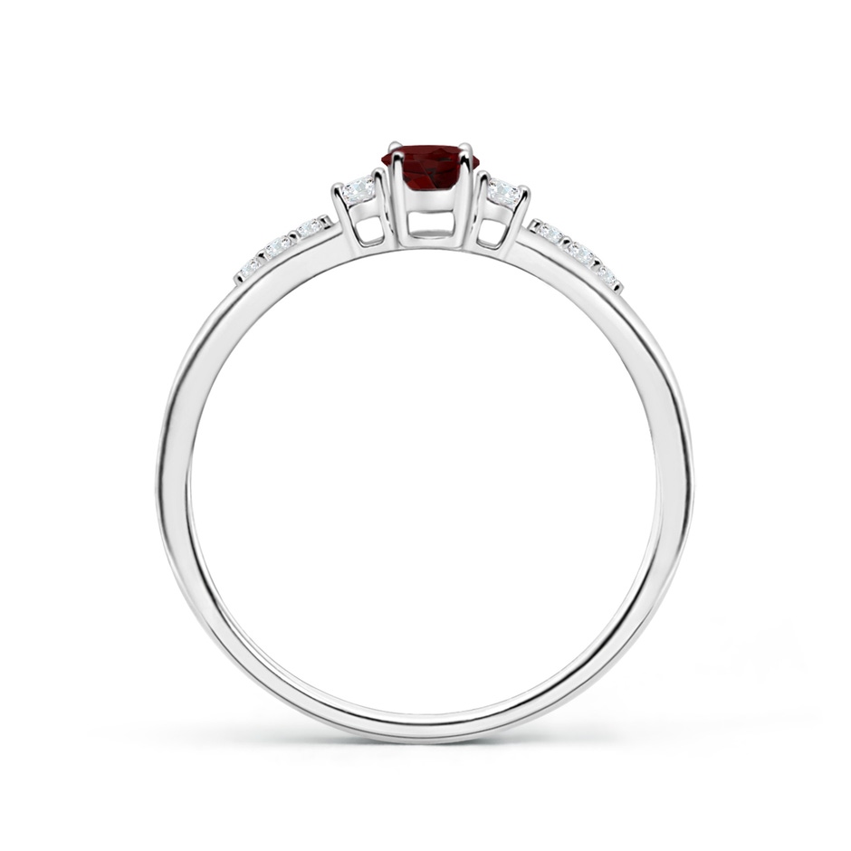 5x3mm AAA Classic Oval Garnet and Round Diamond Three Stone Ring in P950 Platinum side 199