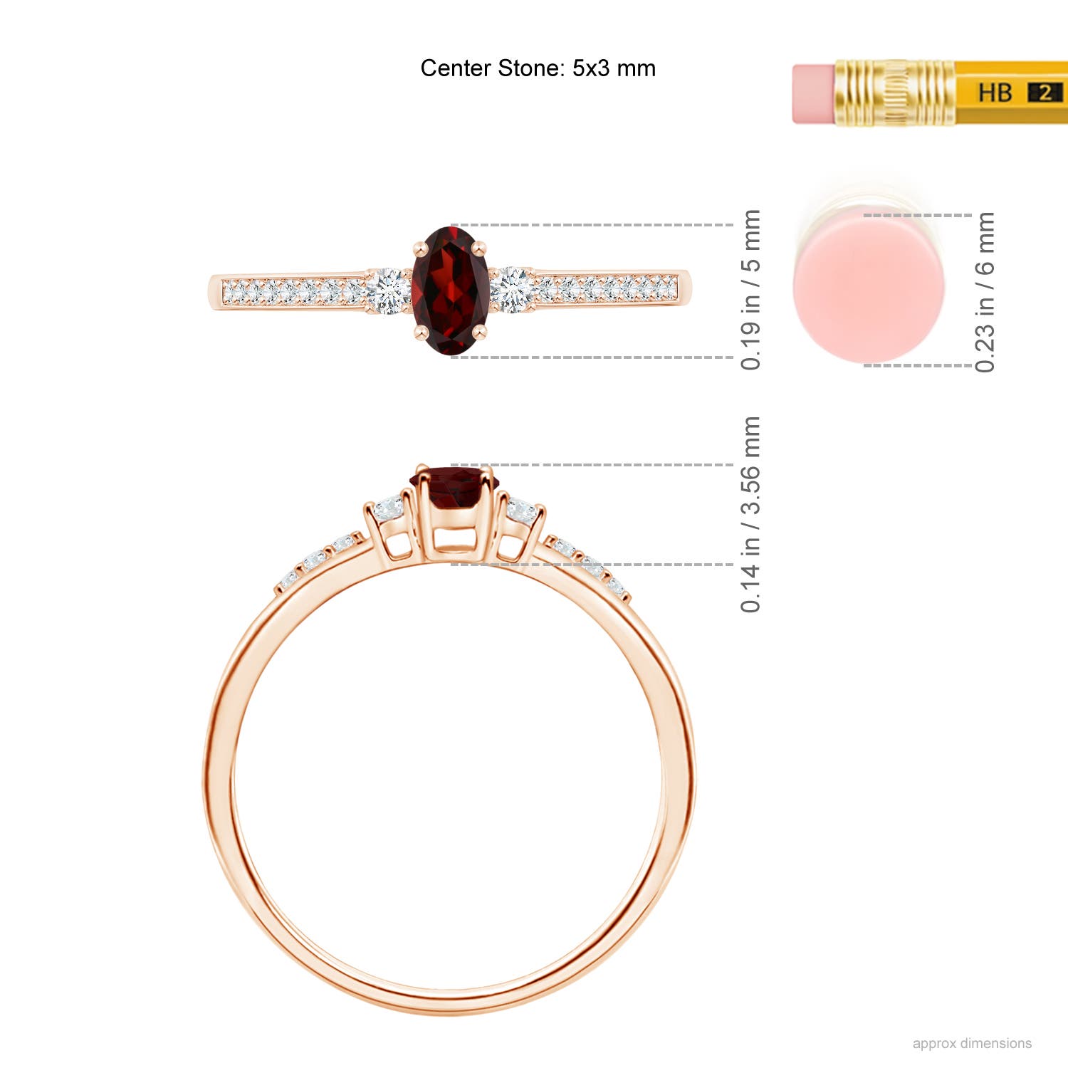 AAA - Garnet / 0.35 CT / 14 KT Rose Gold