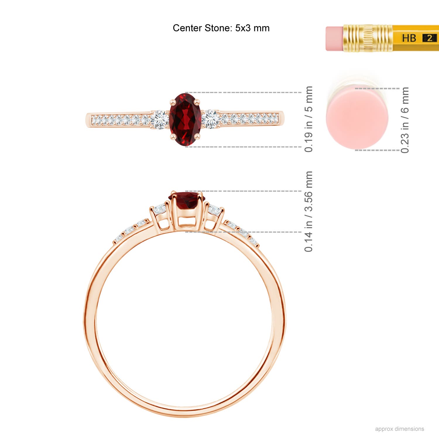 AAAA - Garnet / 0.35 CT / 14 KT Rose Gold