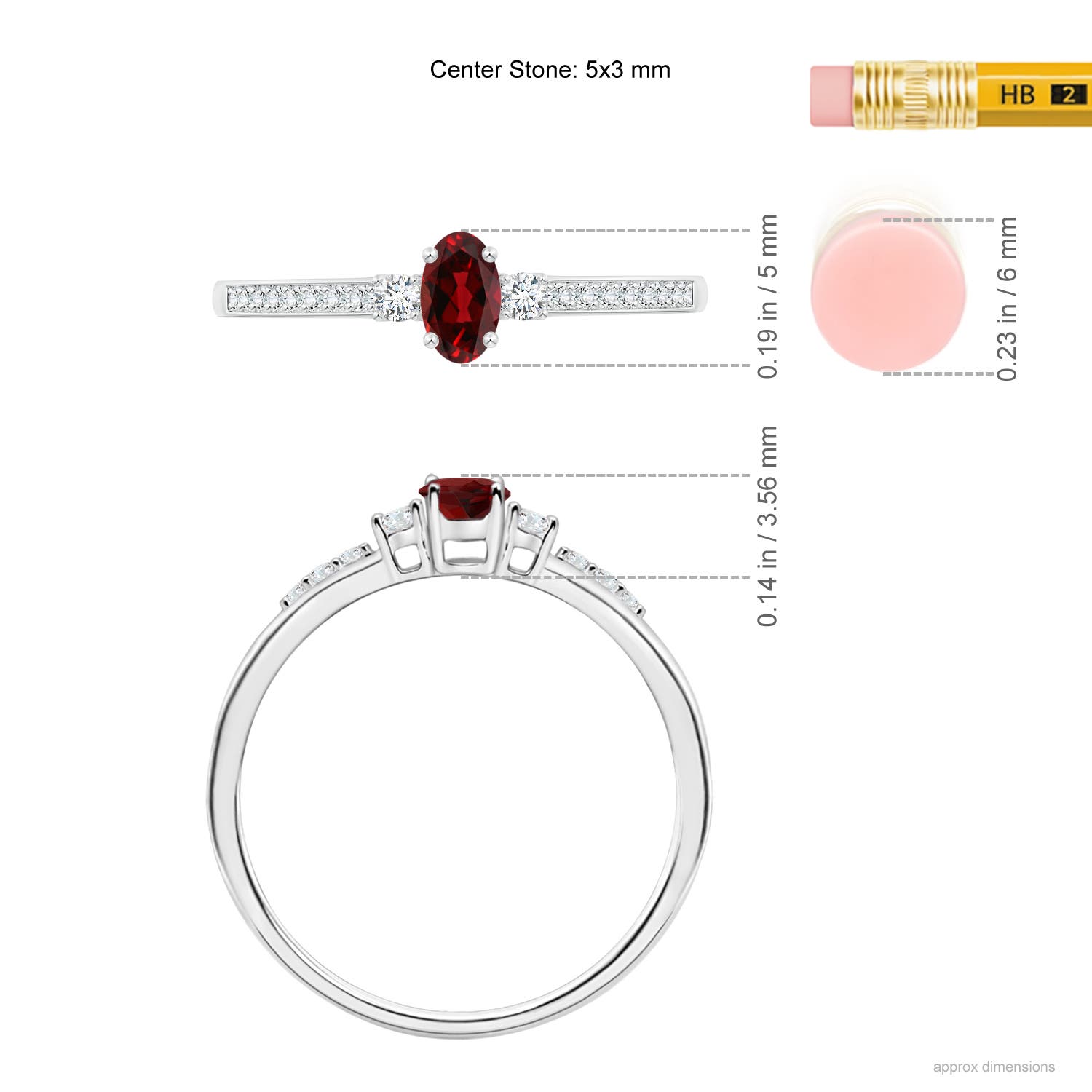 AAAA - Garnet / 0.35 CT / 14 KT White Gold