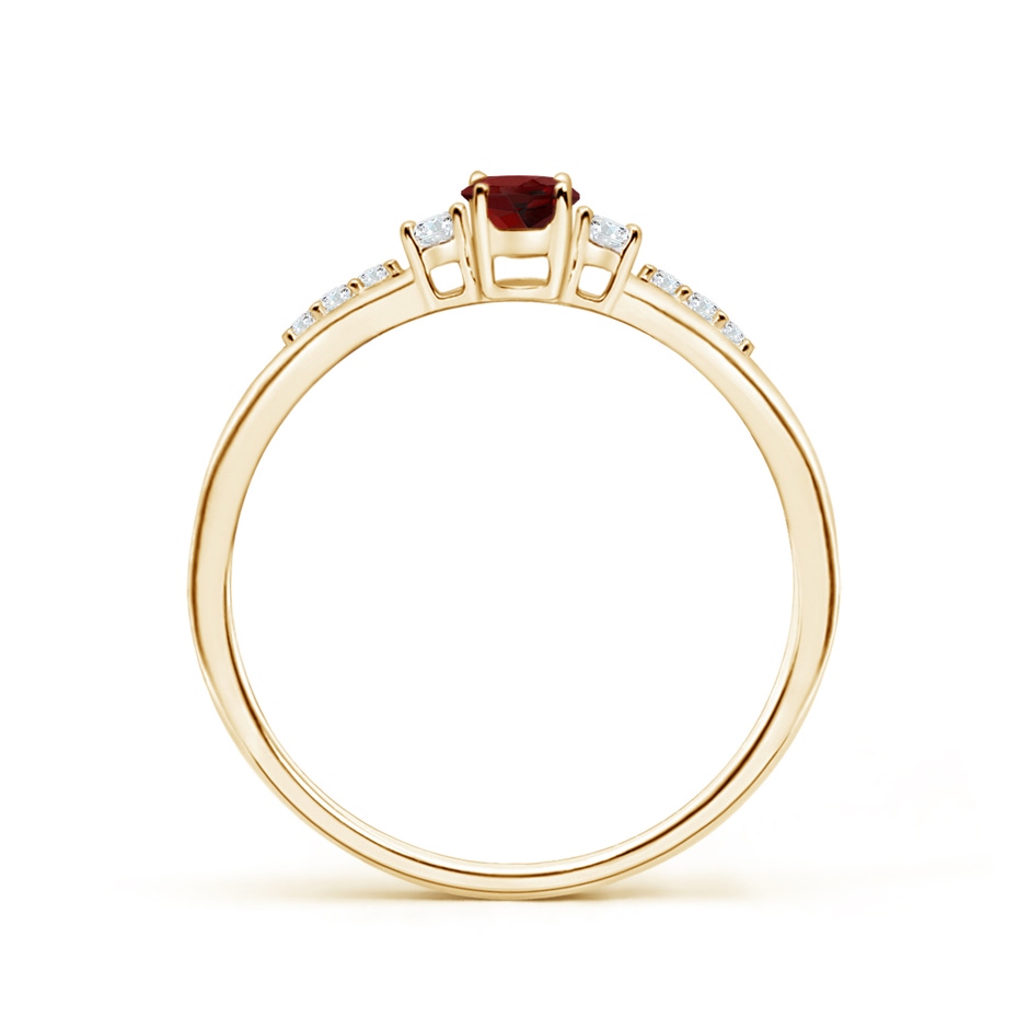 5x3mm AAAA Classic Oval Garnet and Round Diamond Three Stone Ring in Yellow Gold side 199