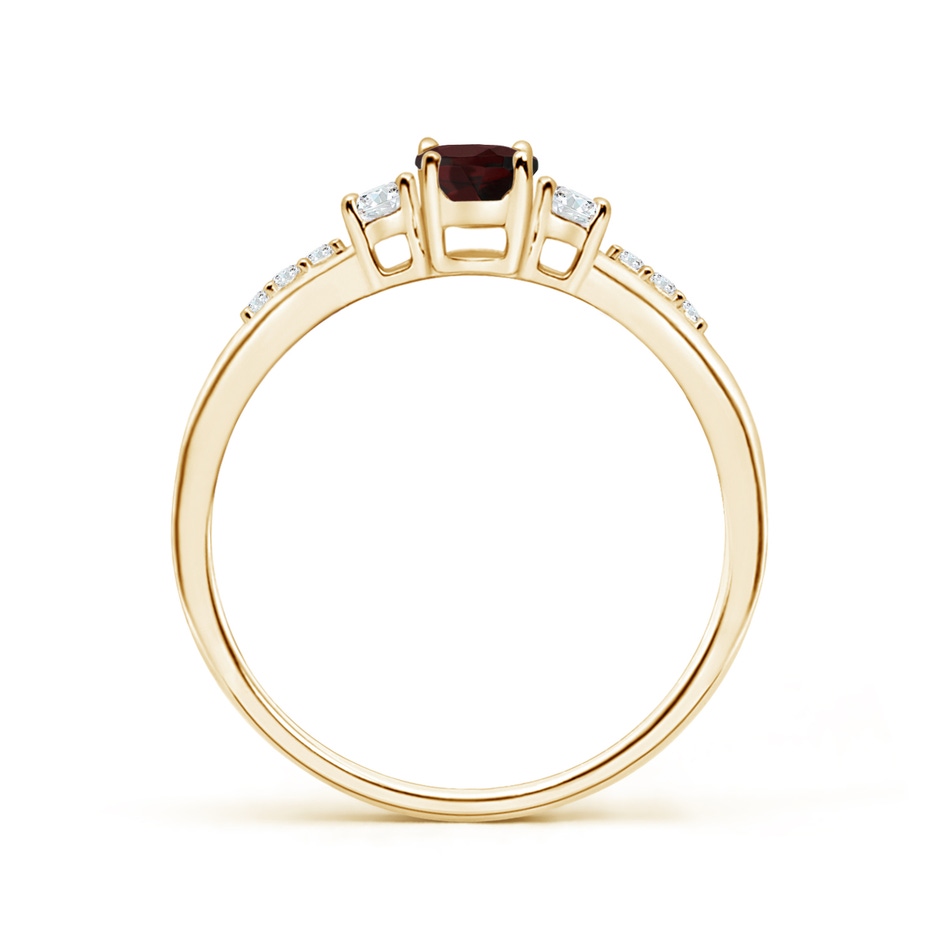 6x4mm A Classic Oval Garnet and Round Diamond Three Stone Ring in Yellow Gold side 199
