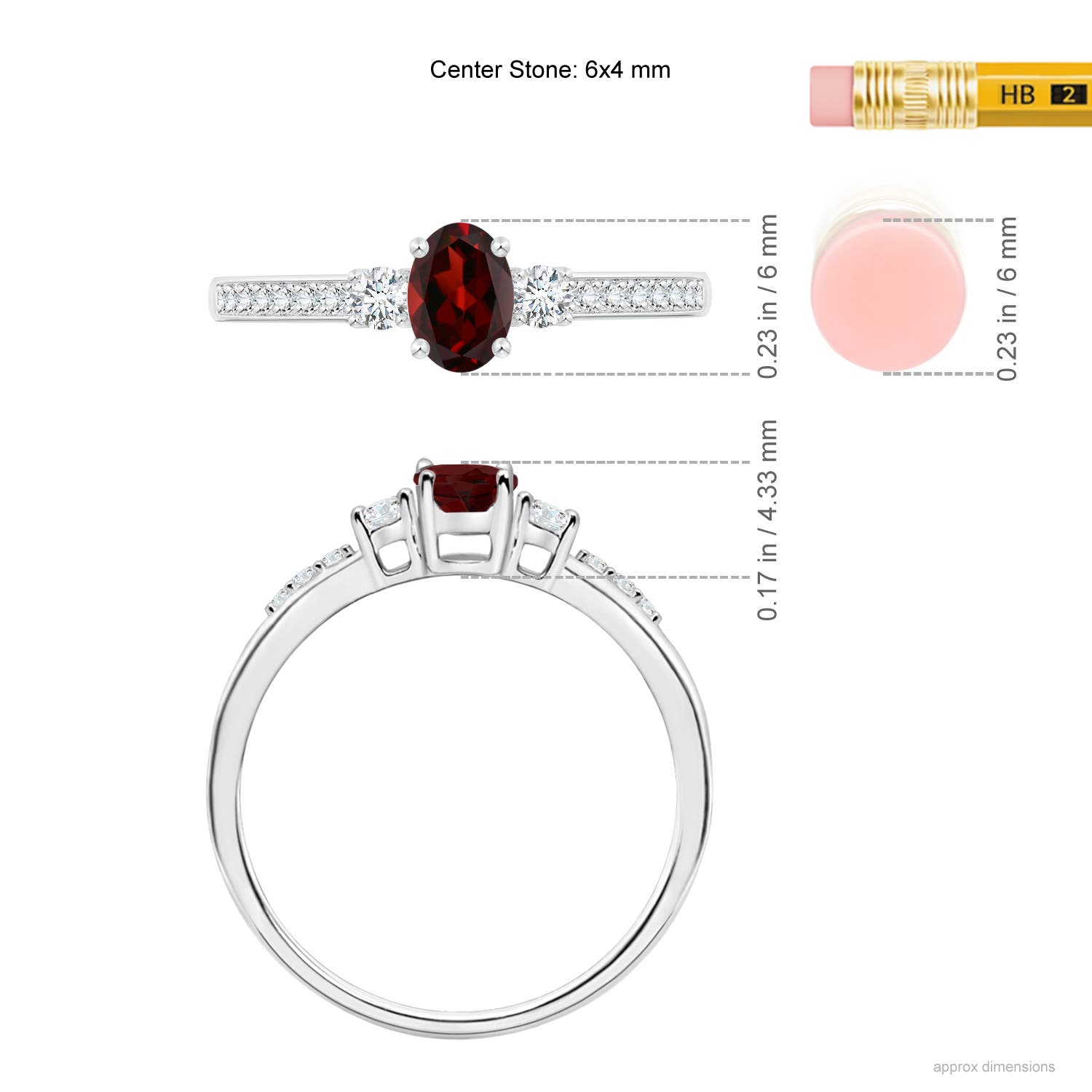 AAA - Garnet / 0.72 CT / 14 KT White Gold