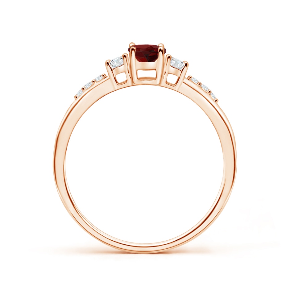 6x4mm AAAA Classic Oval Garnet and Round Diamond Three Stone Ring in Rose Gold side 199