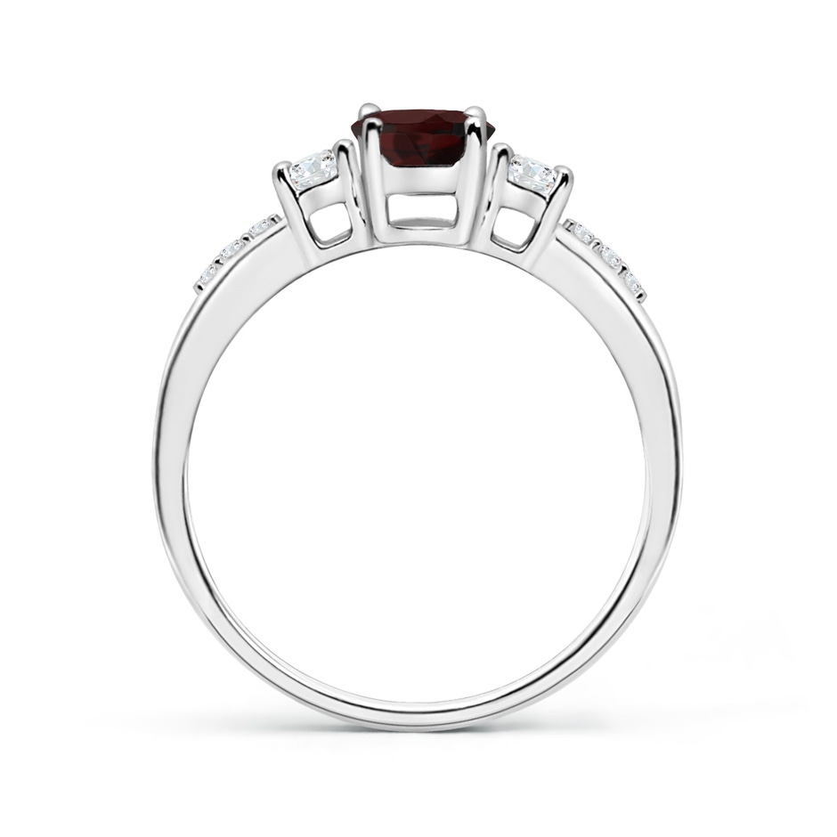 7x5mm A Classic Oval Garnet and Round Diamond Three Stone Ring in White Gold side 199