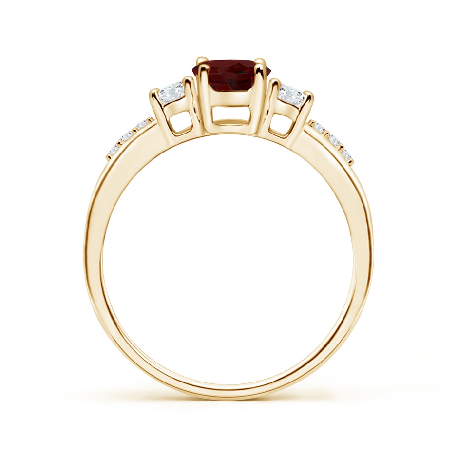 7x5mm AAA Classic Oval Garnet and Round Diamond Three Stone Ring in Yellow Gold side 199