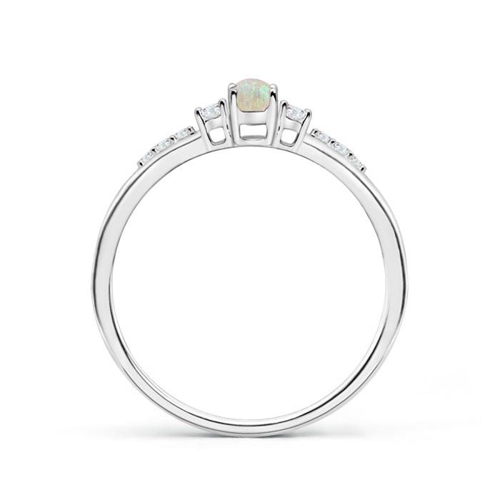 5x3mm AAA Classic Oval Opal and Round Diamond Three Stone Ring in White Gold product image